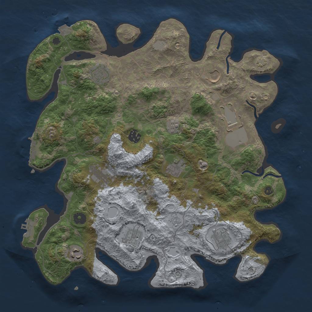 Rust Map: Procedural Map, Size: 3750, Seed: 215446111, 18 Monuments