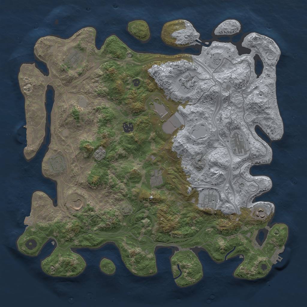 Rust Map: Procedural Map, Size: 4250, Seed: 1930705201, 19 Monuments