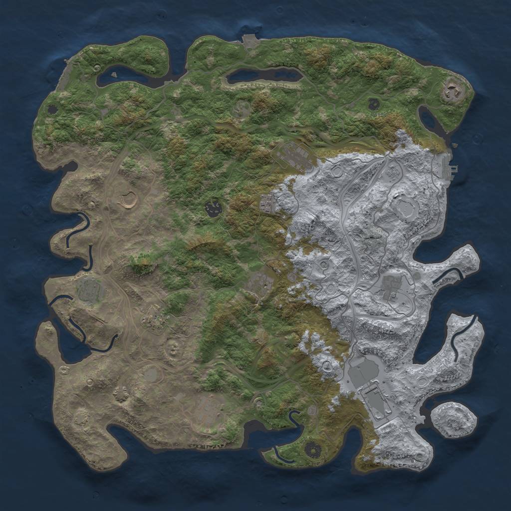 Rust Map: Procedural Map, Size: 4500, Seed: 1228620178, 19 Monuments