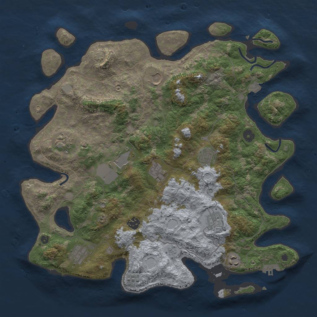 Rust Map: Procedural Map, Size: 4000, Seed: 8564, 17 Monuments