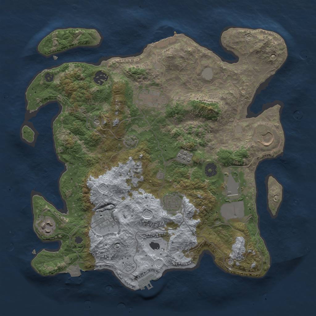 Rust Map: Procedural Map, Size: 3500, Seed: 1458345626, 16 Monuments