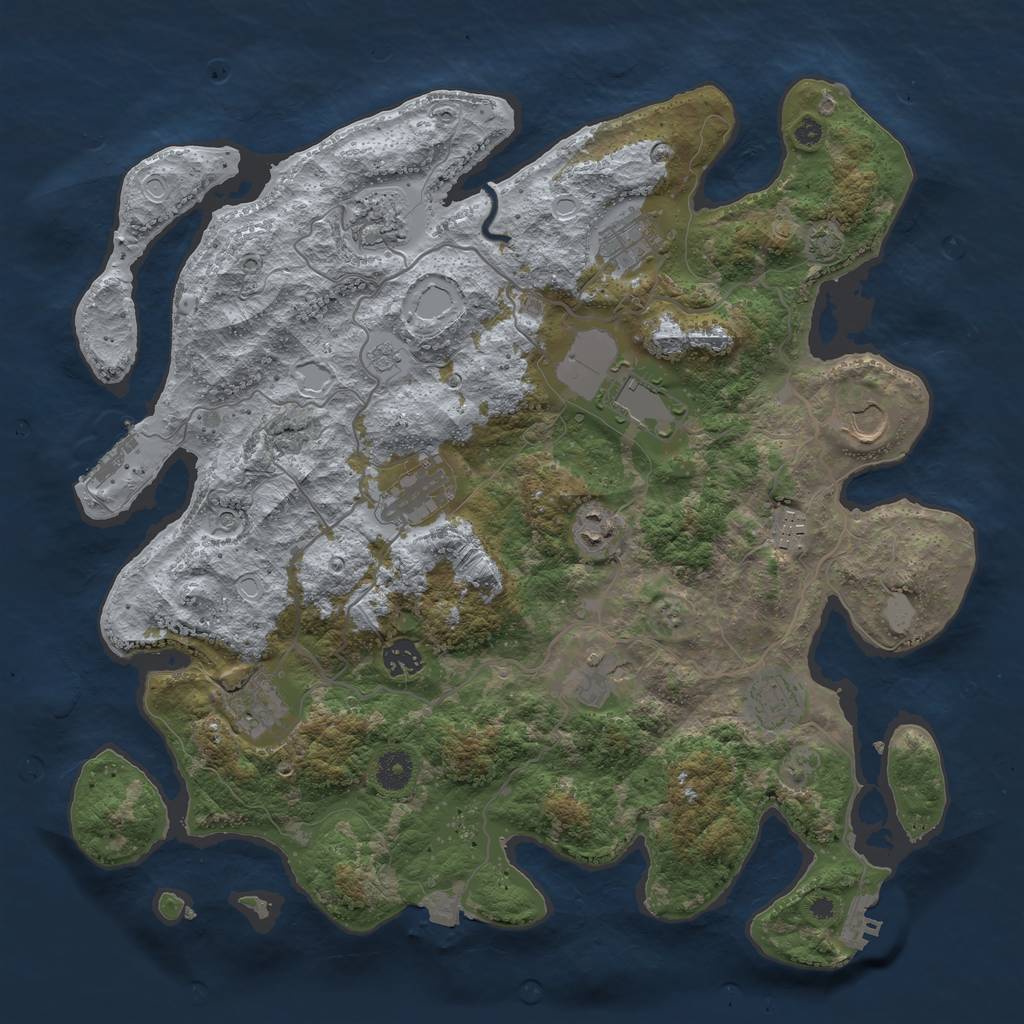 Rust Map: Procedural Map, Size: 4000, Seed: 1966441145, 19 Monuments