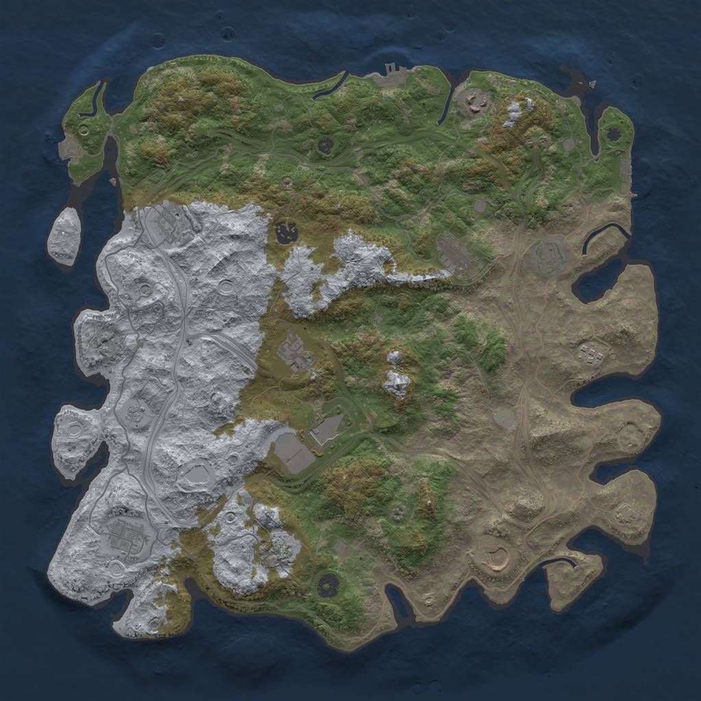 Rust Map: Procedural Map, Size: 4500, Seed: 1070488958, 19 Monuments