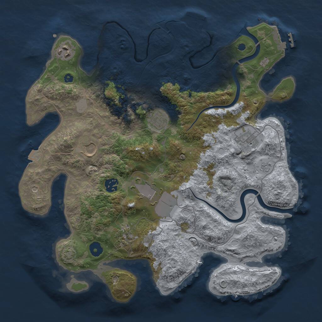 Rust Map: Procedural Map, Size: 3500, Seed: 988597329, 14 Monuments