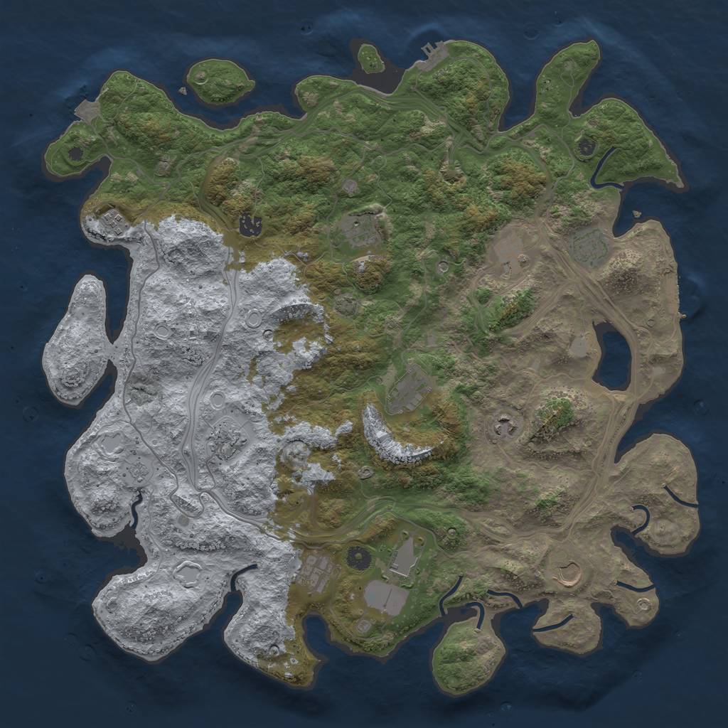 Rust Map: Procedural Map, Size: 4500, Seed: 1882492130, 19 Monuments