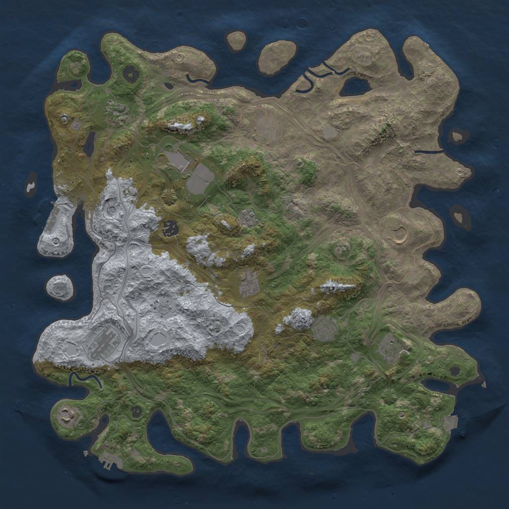 Rust Map: Procedural Map, Size: 4500, Seed: 1074238471, 19 Monuments