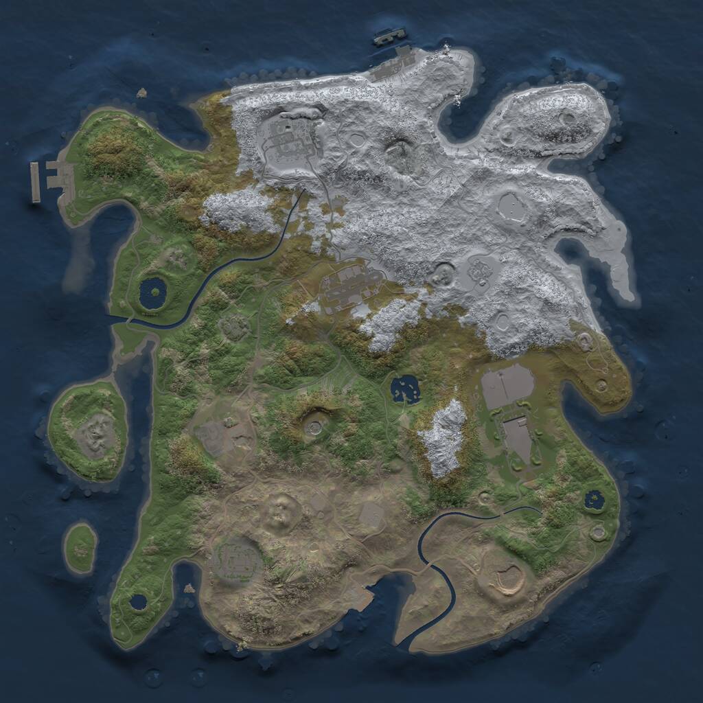 Rust Map: Procedural Map, Size: 3500, Seed: 1209291862, 13 Monuments