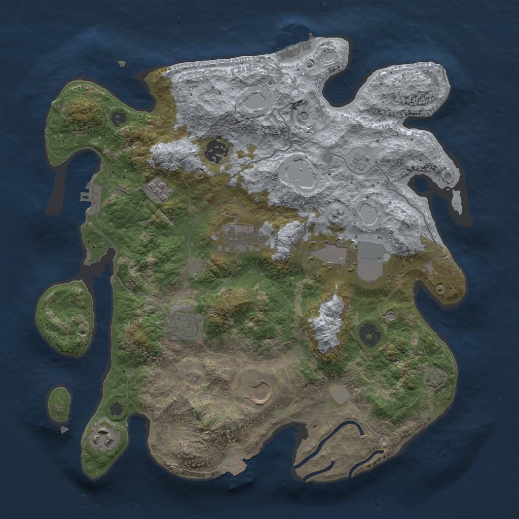 Rust Map: Procedural Map, Size: 3500, Seed: 1209291862, 15 Monuments