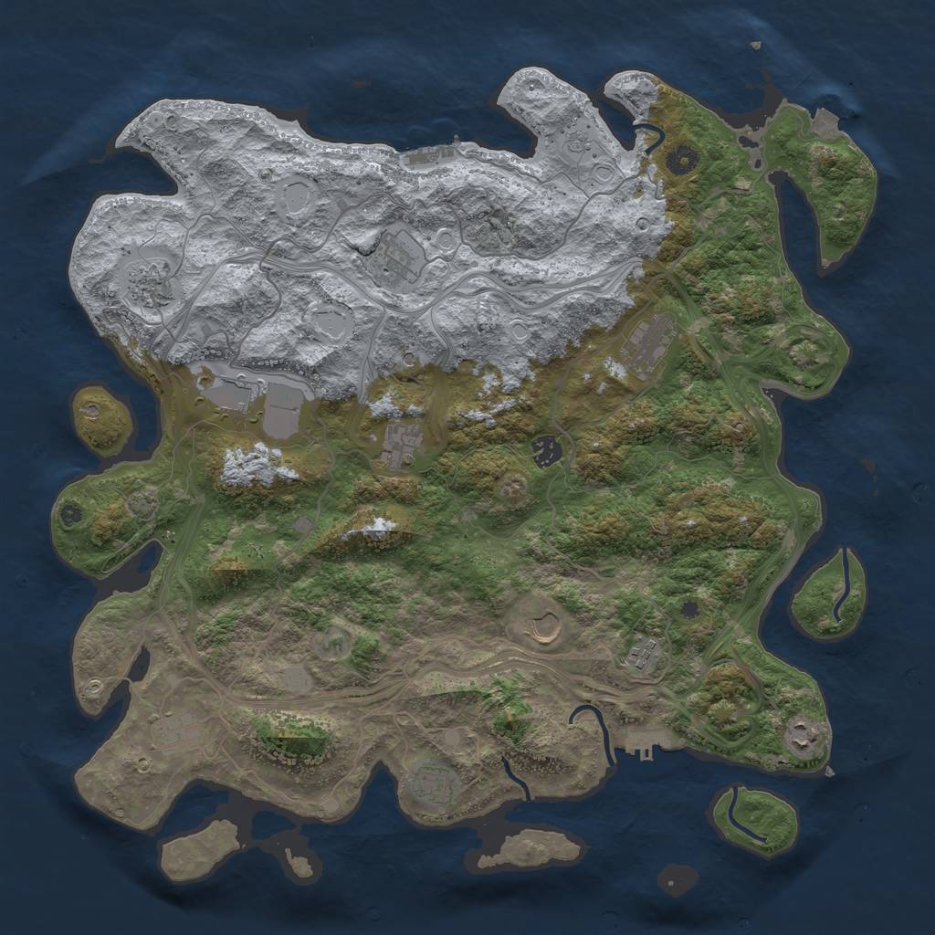 Rust Map: Procedural Map, Size: 4500, Seed: 1299134801, 19 Monuments