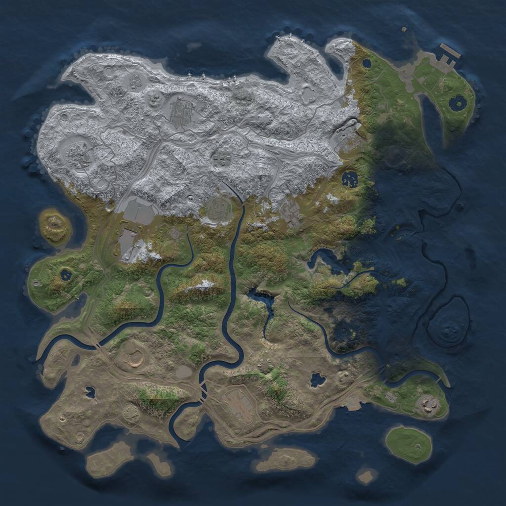 Rust Map: Procedural Map, Size: 4500, Seed: 1299134801, 16 Monuments