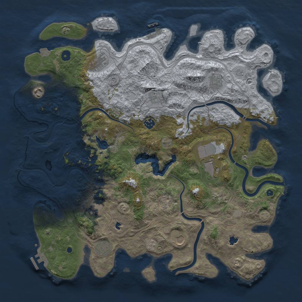 Rust Map: Procedural Map, Size: 4500, Seed: 2090466091, 17 Monuments