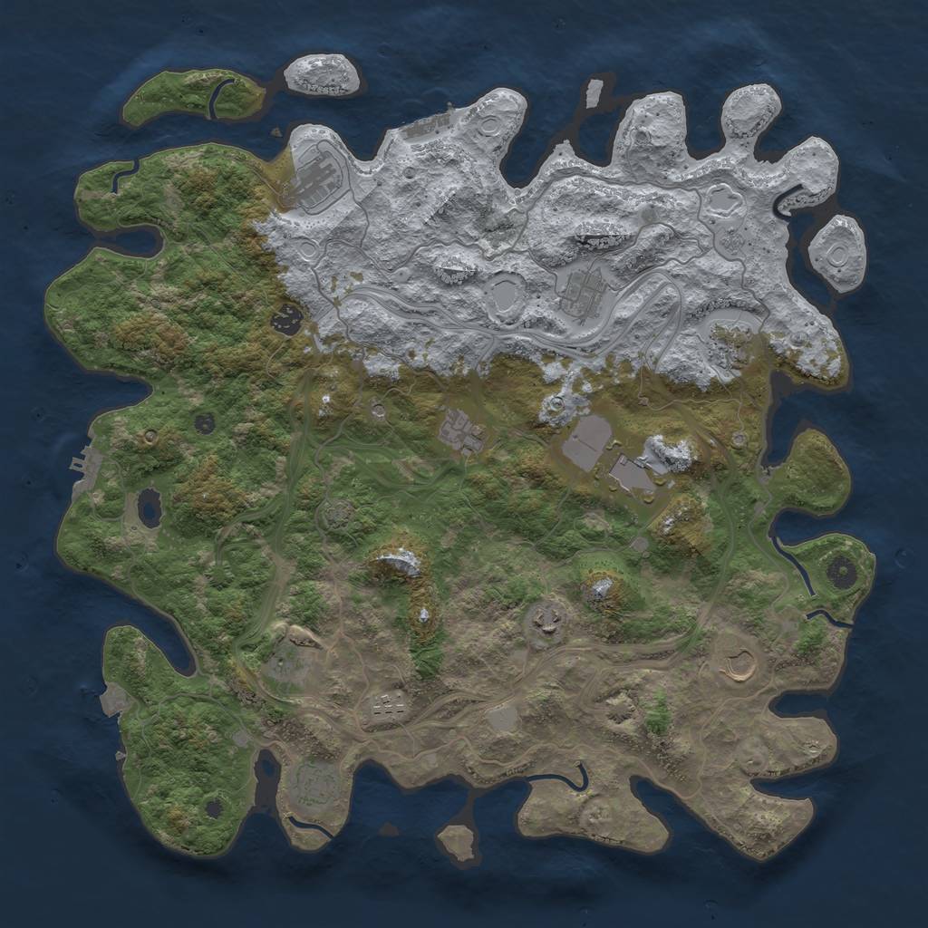 Rust Map: Procedural Map, Size: 4500, Seed: 2090466091, 19 Monuments