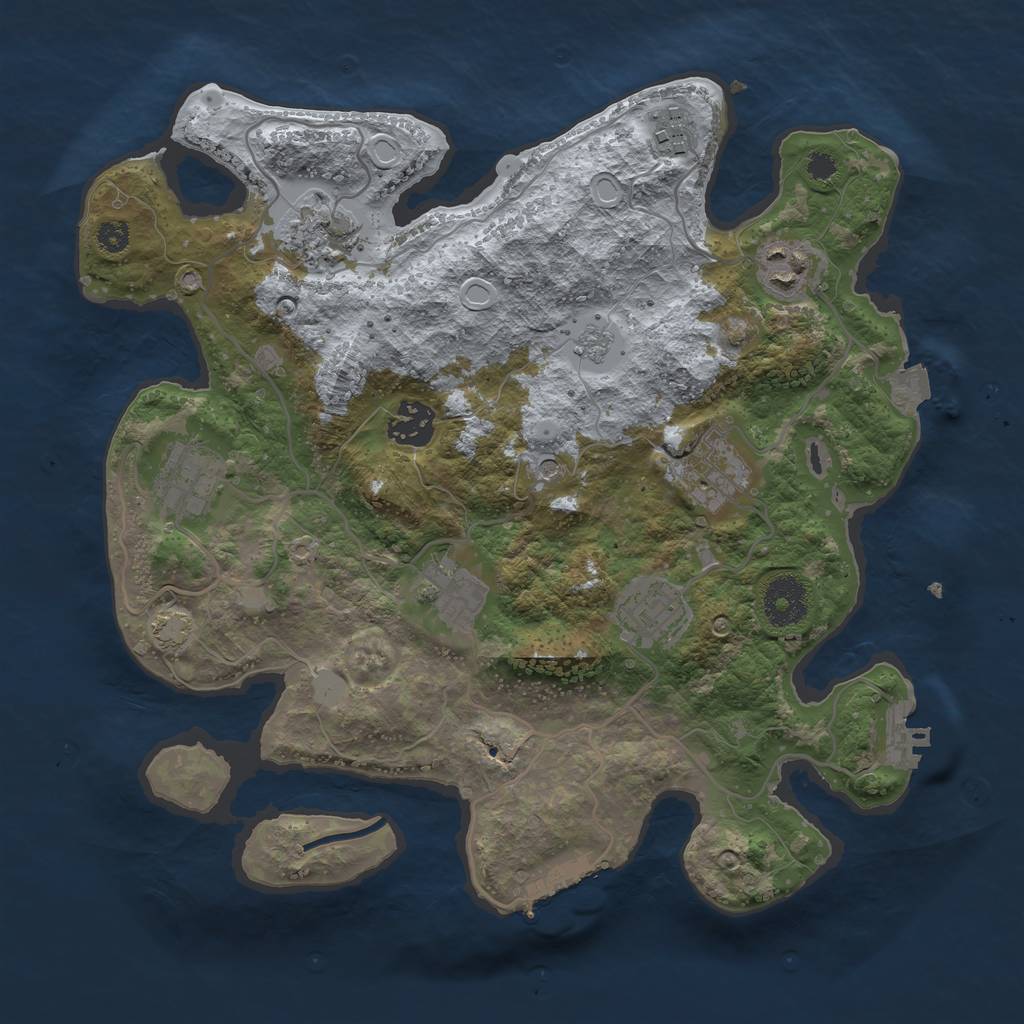 Rust Map: Procedural Map, Size: 3250, Seed: 387728547, 16 Monuments