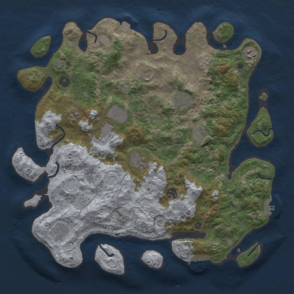 Rust Map: Procedural Map, Size: 4000, Seed: 525481247, 18 Monuments