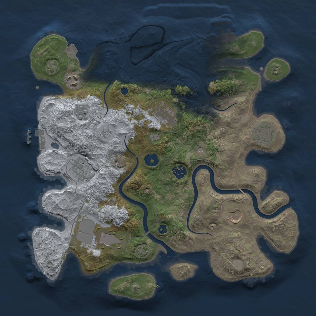 Rust Map: Procedural Map, Size: 3500, Seed: 1920156690, 14 Monuments
