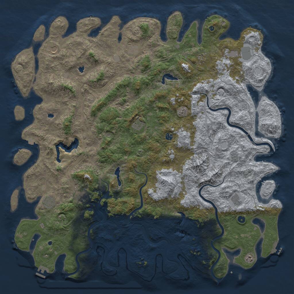 Rust Map: Procedural Map, Size: 6000, Seed: 1917644046, 17 Monuments