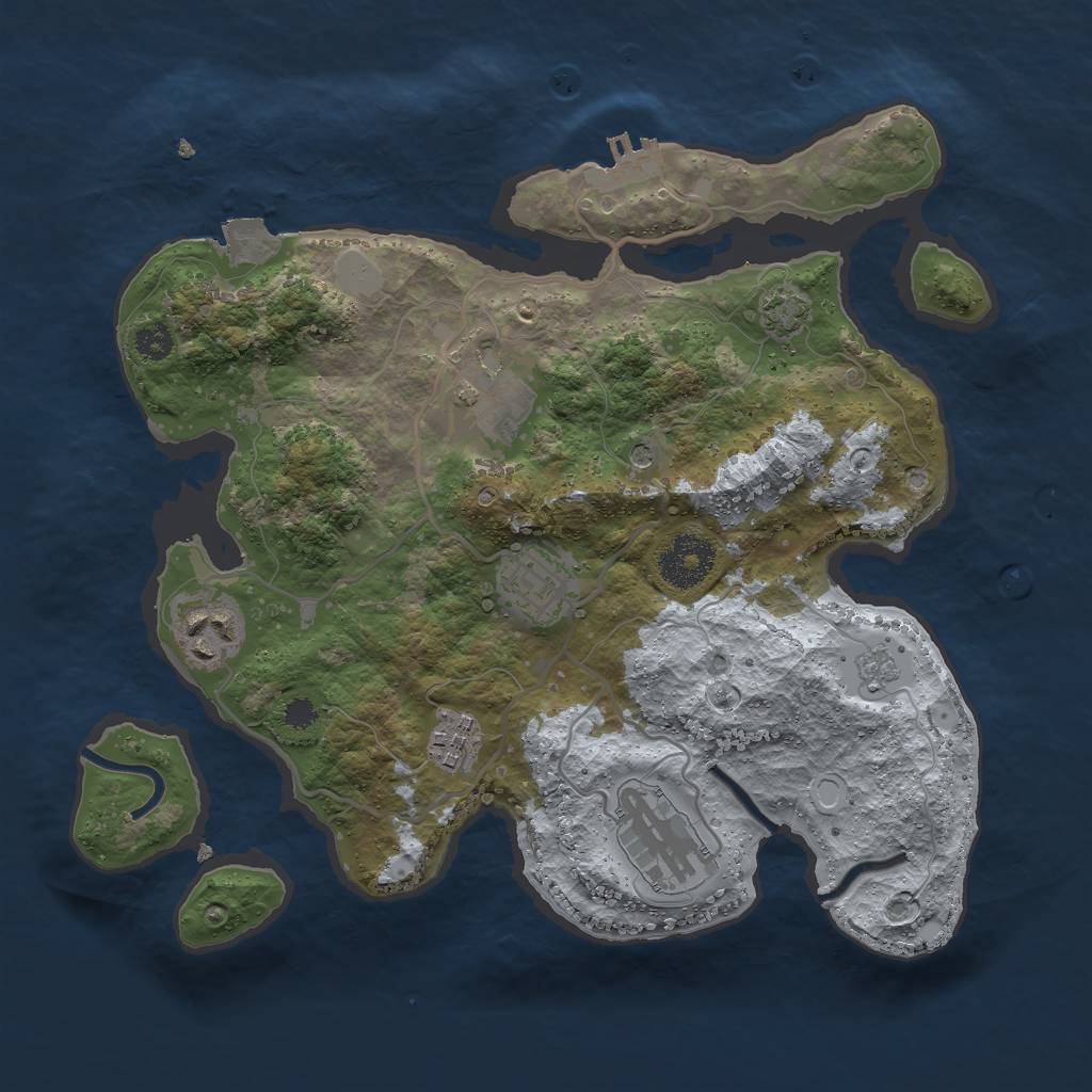 Rust Map: Procedural Map, Size: 3000, Seed: 570742512, 12 Monuments