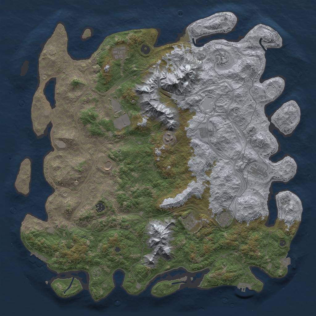 Rust Map: Procedural Map, Size: 5000, Seed: 1260616389, 19 Monuments