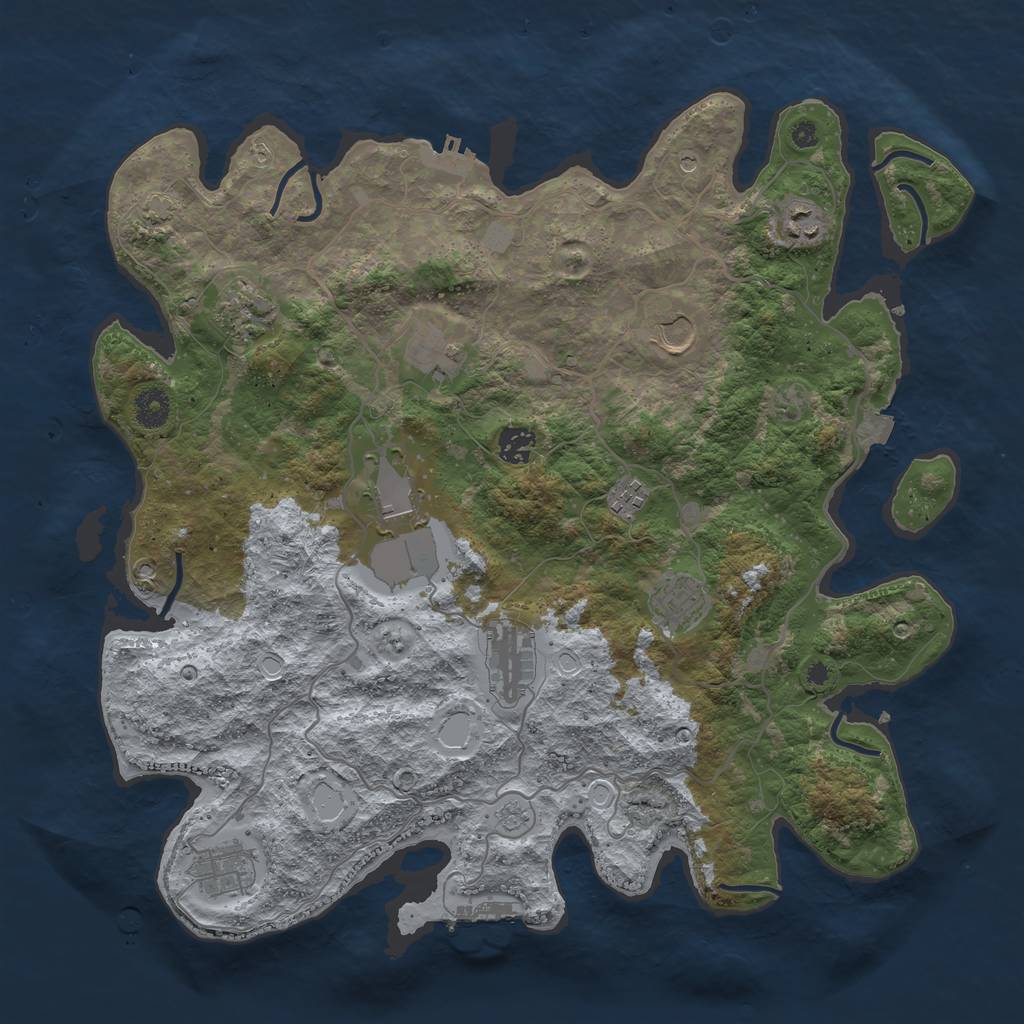 Rust Map: Procedural Map, Size: 4000, Seed: 279165348, 18 Monuments