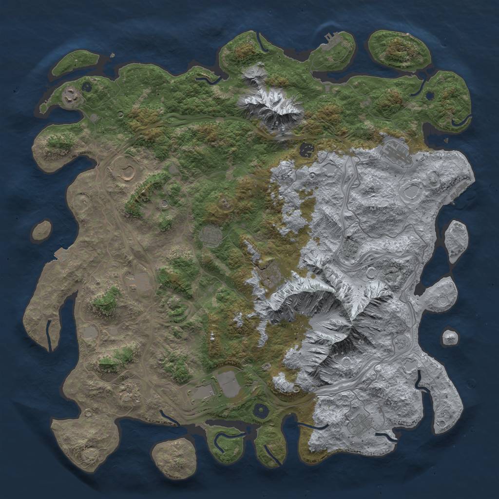 Rust Map: Procedural Map, Size: 5000, Seed: 1808942603, 19 Monuments