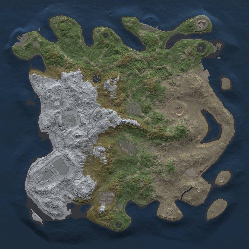 Rust Map: Procedural Map, Size: 4000, Seed: 234243, 17 Monuments