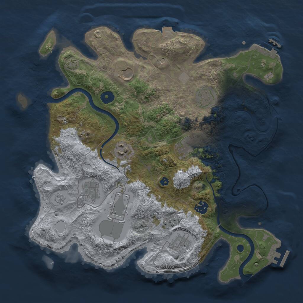 Rust Map: Procedural Map, Size: 3500, Seed: 1659262745, 15 Monuments