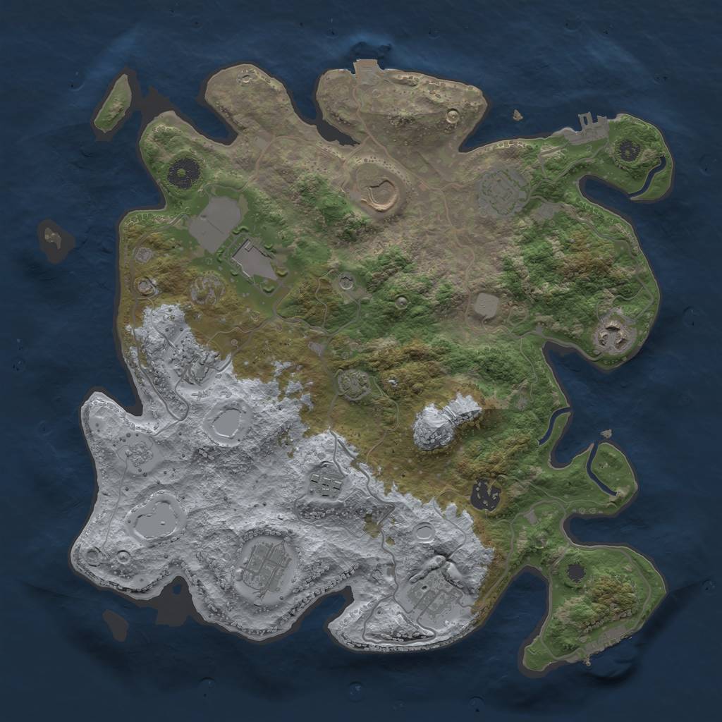 Rust Map: Procedural Map, Size: 3500, Seed: 1659262745, 17 Monuments