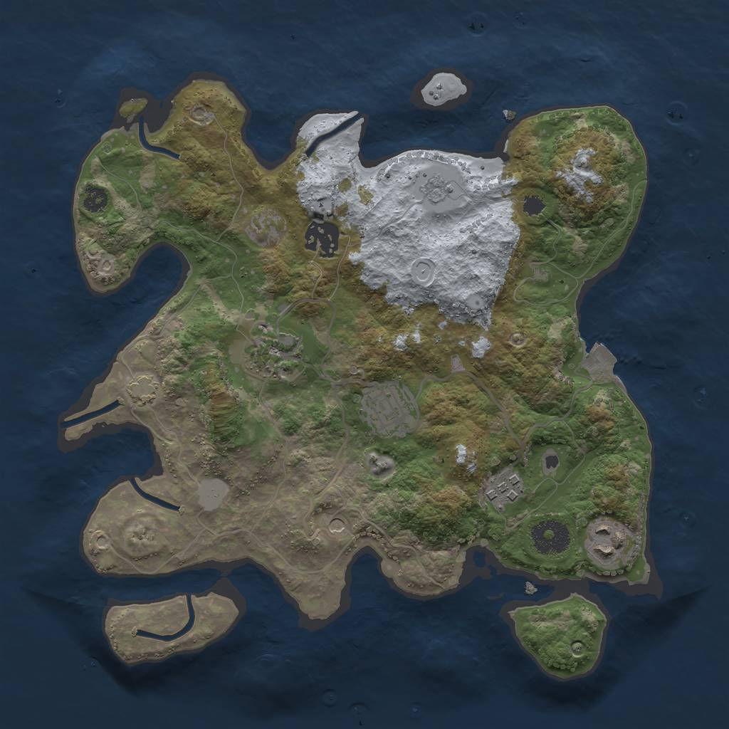 Rust Map: Procedural Map, Size: 3000, Seed: 1945970407, 11 Monuments