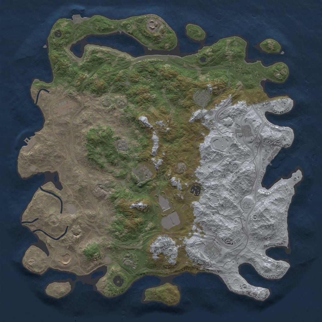 Rust Map: Procedural Map, Size: 4500, Seed: 1297817697, 19 Monuments