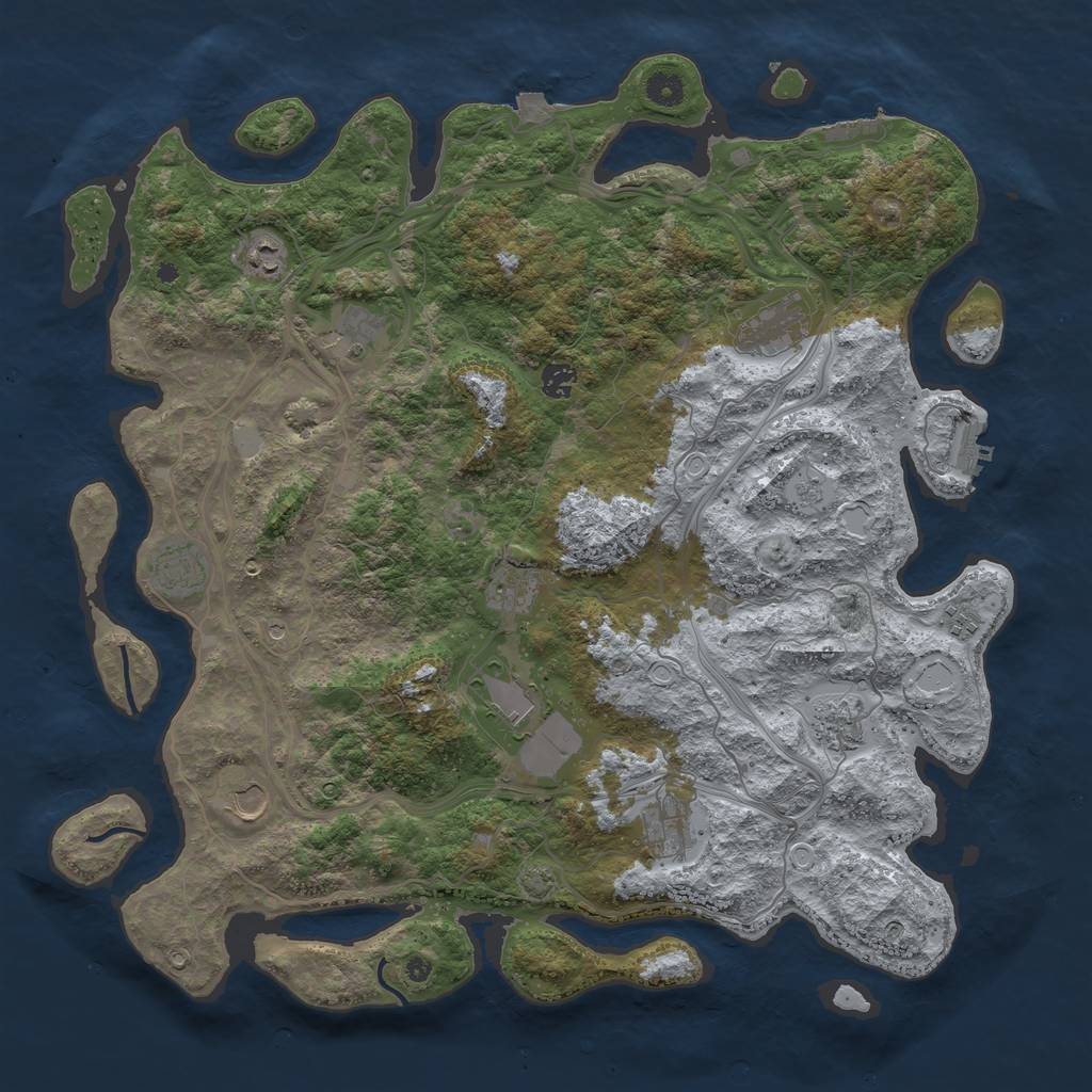 Rust Map: Procedural Map, Size: 4500, Seed: 2136525079, 19 Monuments