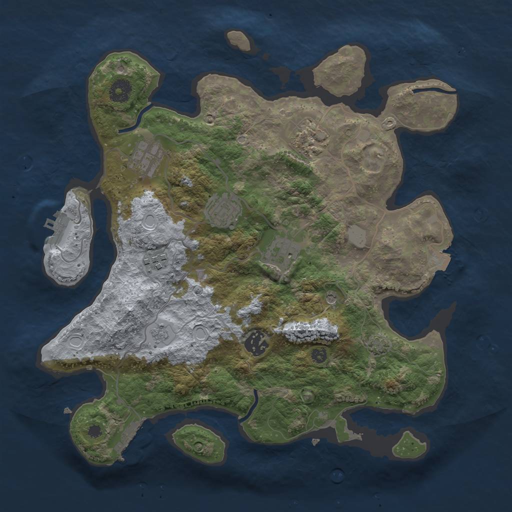 Rust Map: Procedural Map, Size: 3300, Seed: 1118262437, 14 Monuments