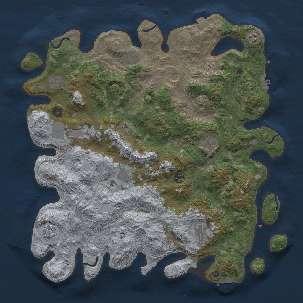 Rust Map: Procedural Map, Size: 4500, Seed: 321701690, 19 Monuments
