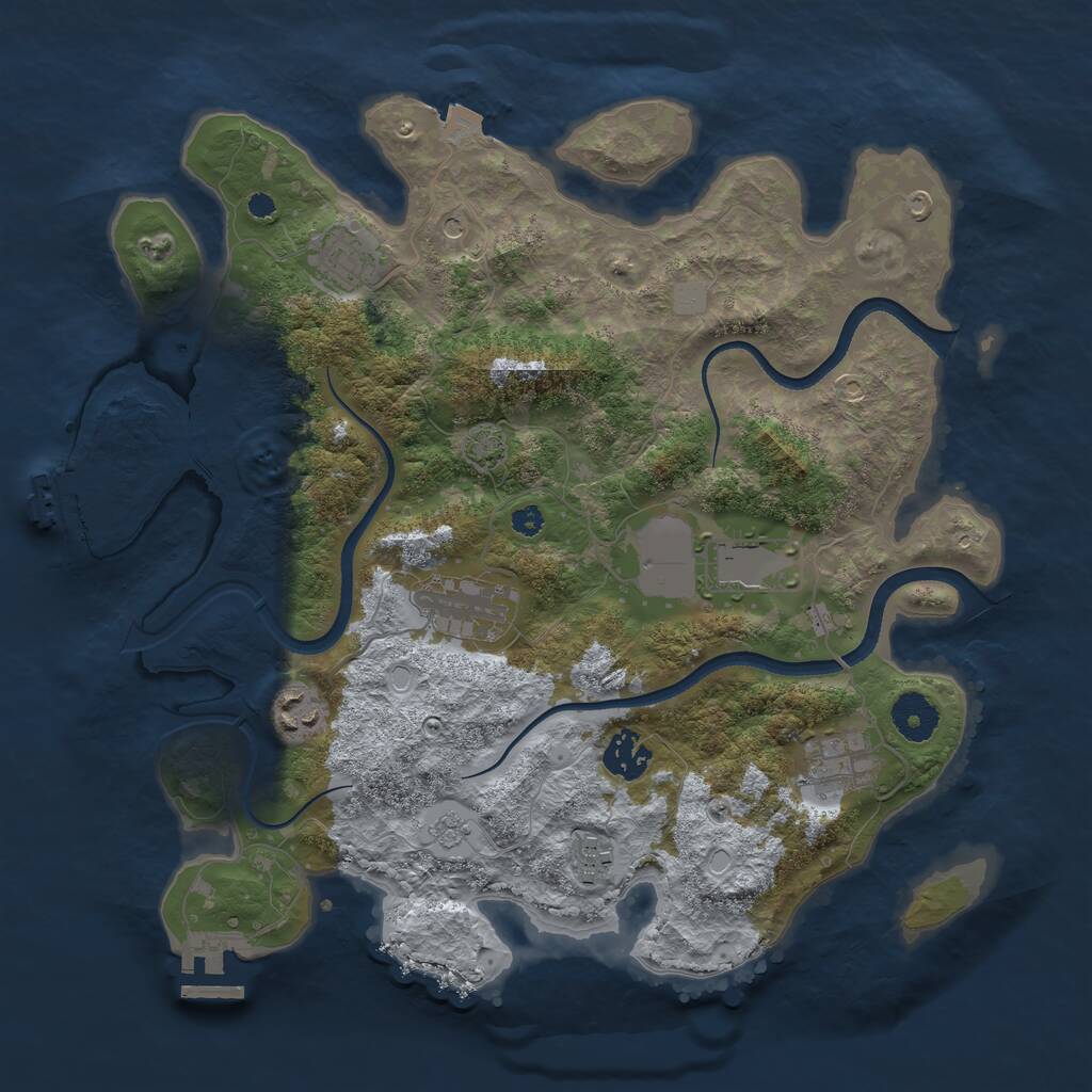Rust Map: Procedural Map, Size: 3500, Seed: 523699355, 13 Monuments