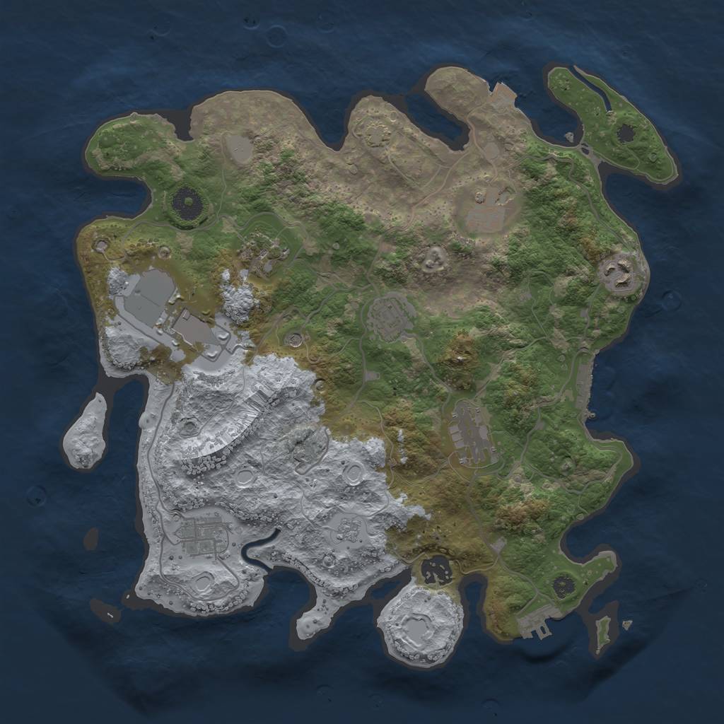 Rust Map: Procedural Map, Size: 3500, Seed: 612933338, 16 Monuments