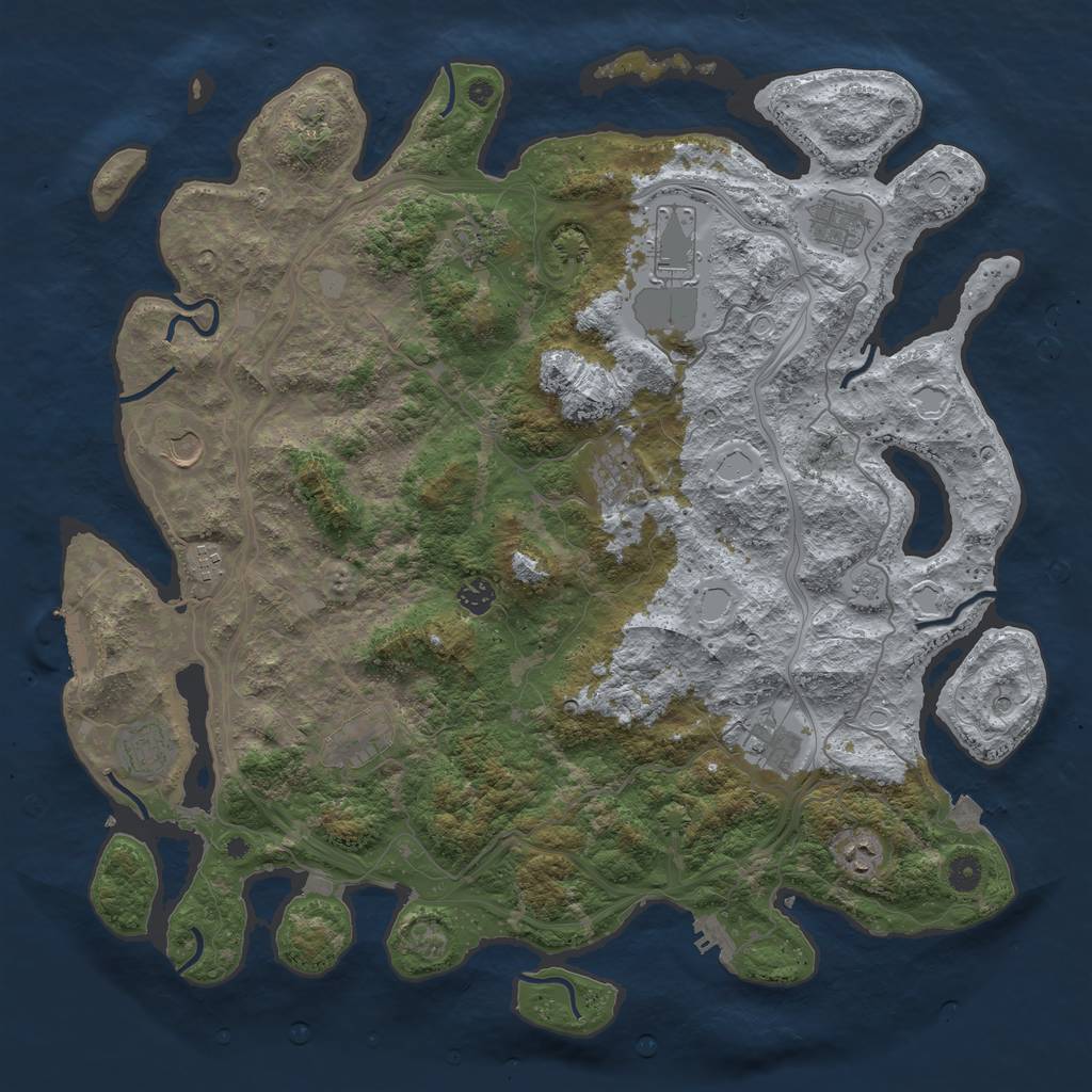 Rust Map: Procedural Map, Size: 4600, Seed: 613321046, 19 Monuments