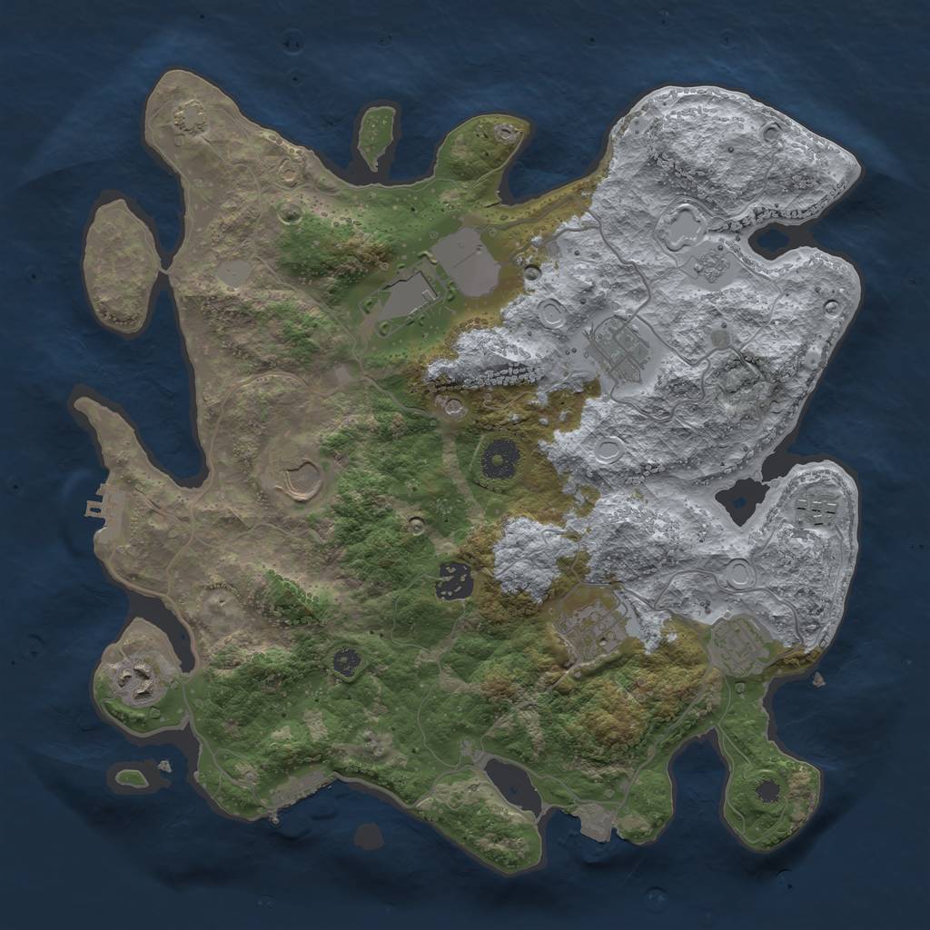 Rust Map: Procedural Map, Size: 3500, Seed: 121853377, 16 Monuments