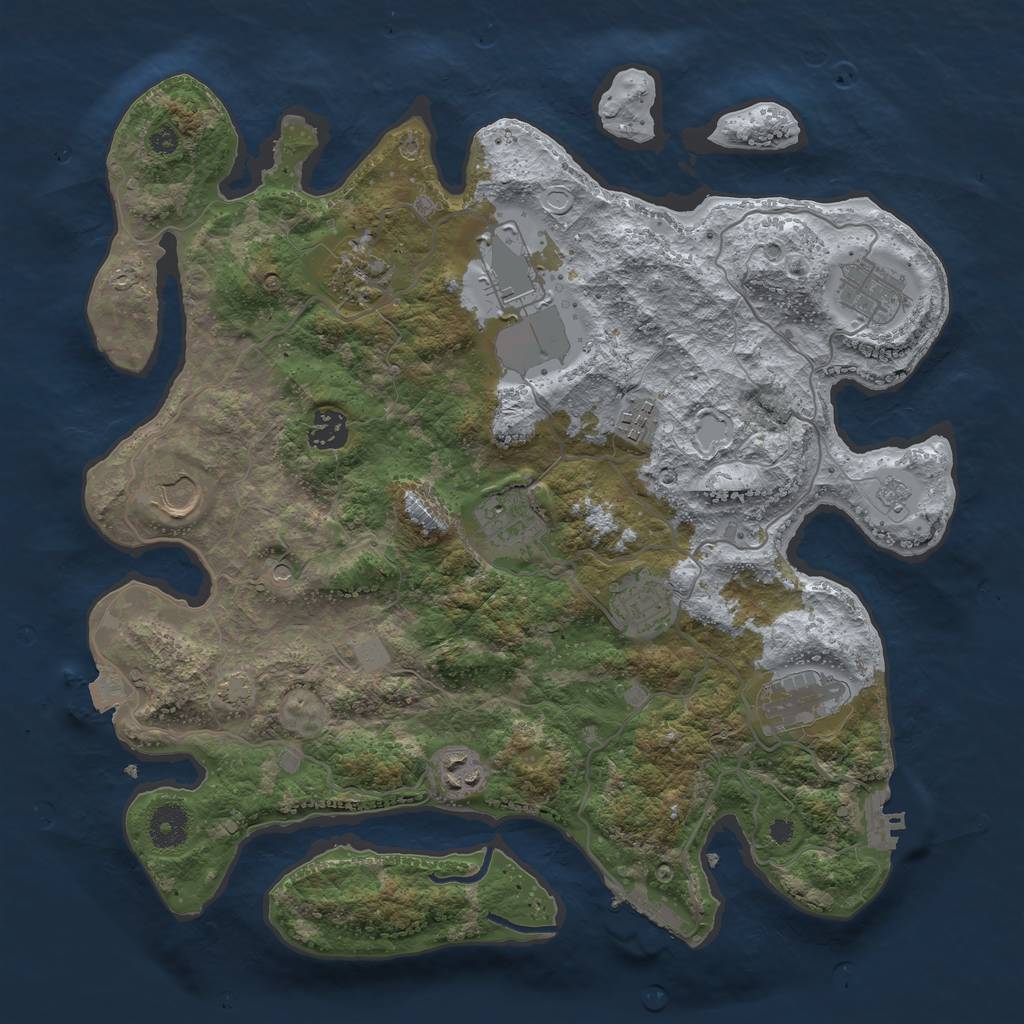 Rust Map: Procedural Map, Size: 3700, Seed: 230070900, 18 Monuments