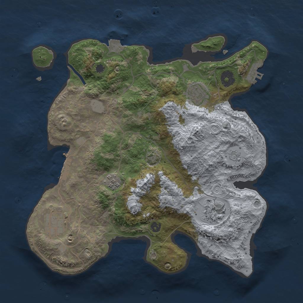 Rust Map: Procedural Map, Size: 3000, Seed: 32202, 11 Monuments
