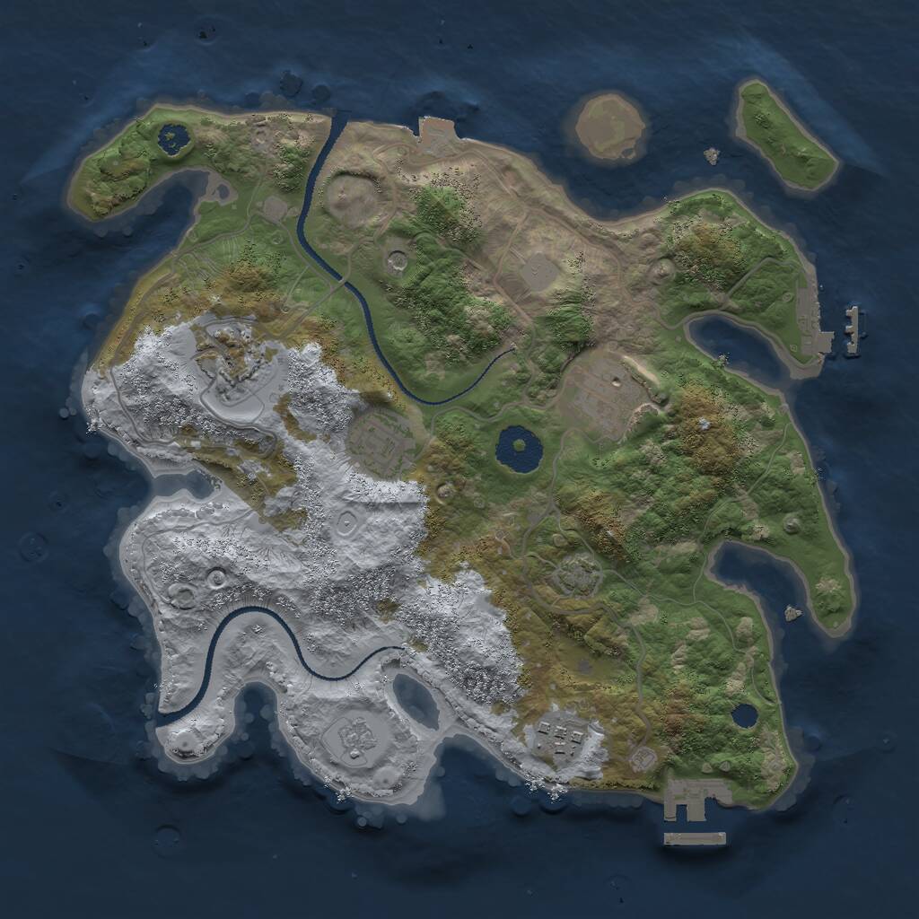 Rust Map: Procedural Map, Size: 3000, Seed: 15228, 10 Monuments