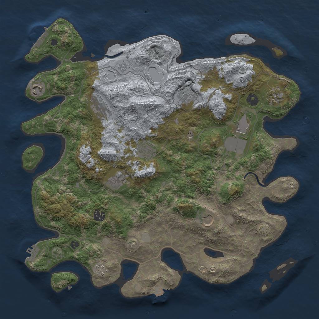 Rust Map: Procedural Map, Size: 4000, Seed: 728882908, 18 Monuments