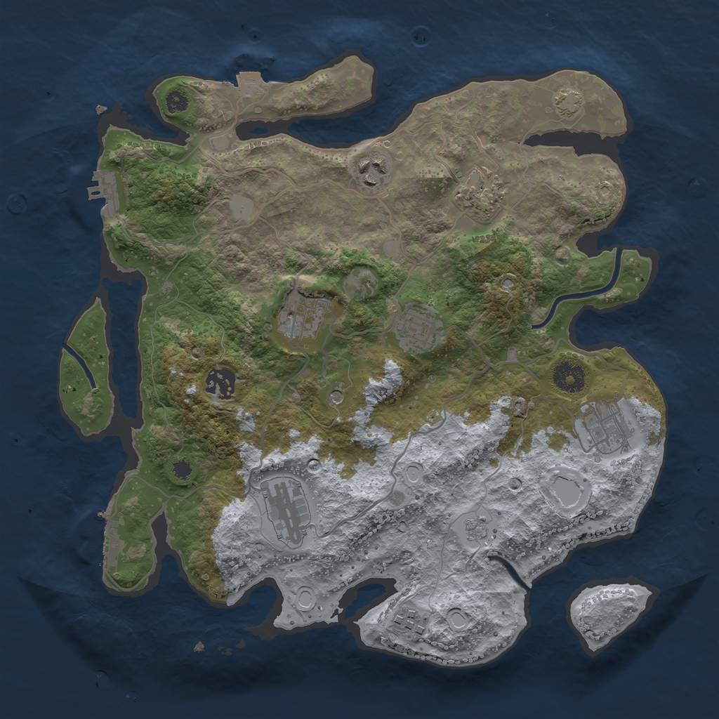 Rust Map: Procedural Map, Size: 3400, Seed: 2134201739, 16 Monuments