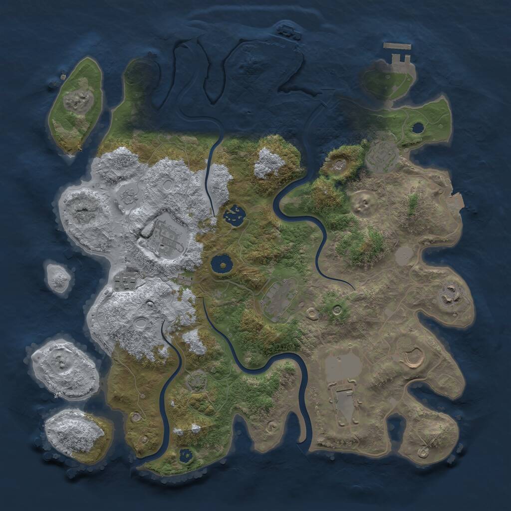 Rust Map: Procedural Map, Size: 3720, Seed: 12345, 14 Monuments