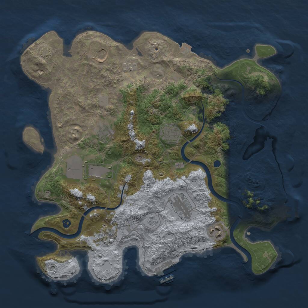 Rust Map: Procedural Map, Size: 3500, Seed: 1125712933, 14 Monuments