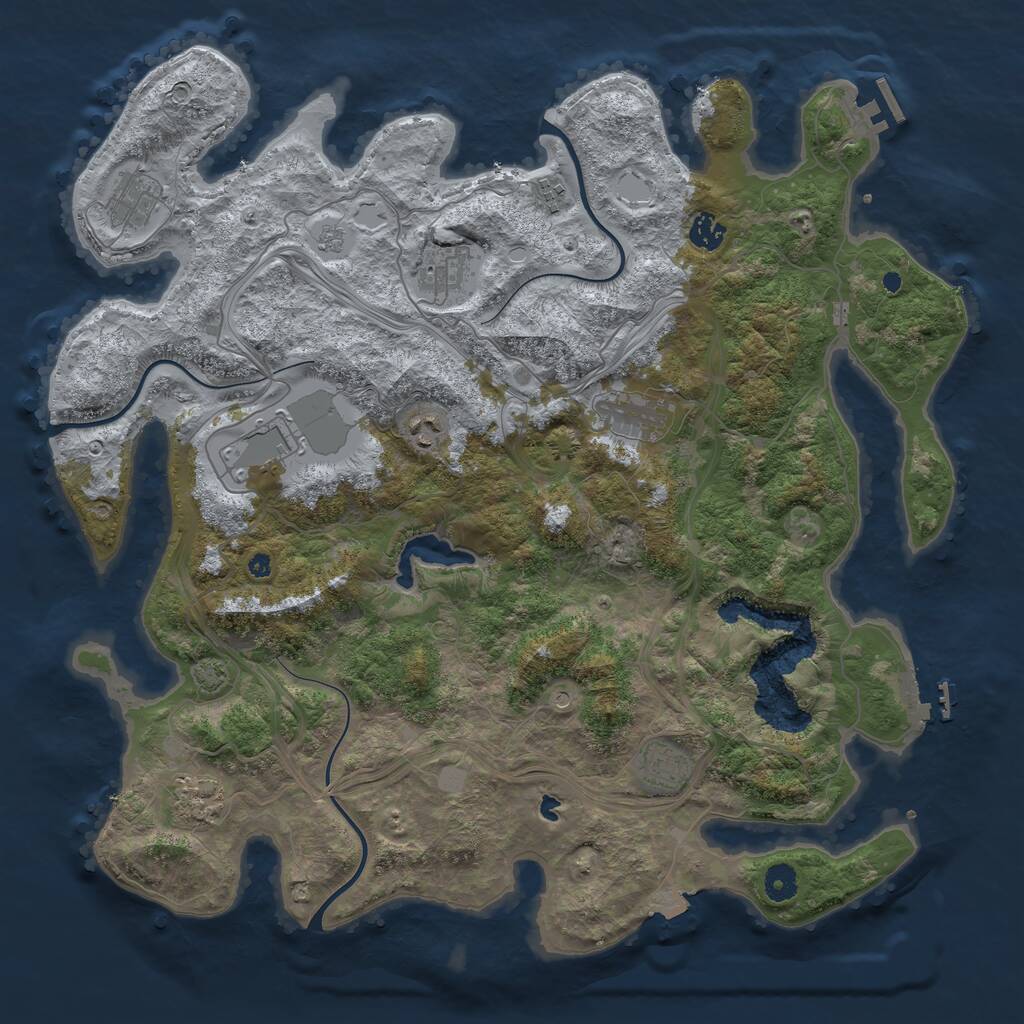 Rust Map: Procedural Map, Size: 4300, Seed: 845261, 15 Monuments