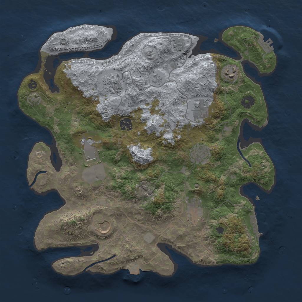 Rust Map: Procedural Map, Size: 3500, Seed: 1154578695, 17 Monuments