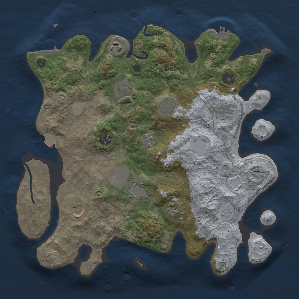 Rust Map: Procedural Map, Size: 3500, Seed: 1906572660, 17 Monuments