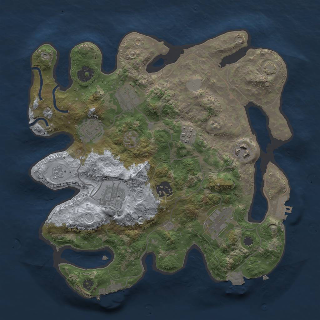 Rust Map: Procedural Map, Size: 3000, Seed: 1914419329, 14 Monuments