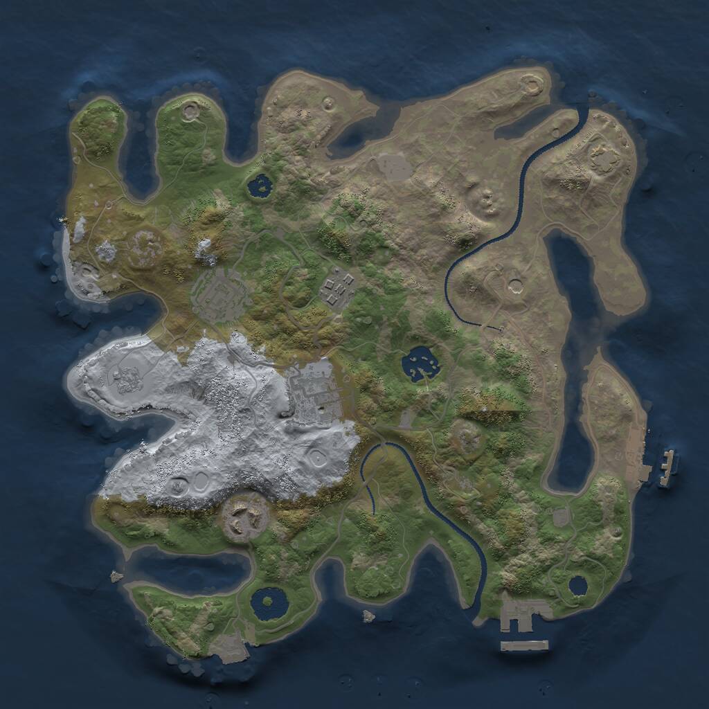 Rust Map: Procedural Map, Size: 3000, Seed: 1914419329, 11 Monuments