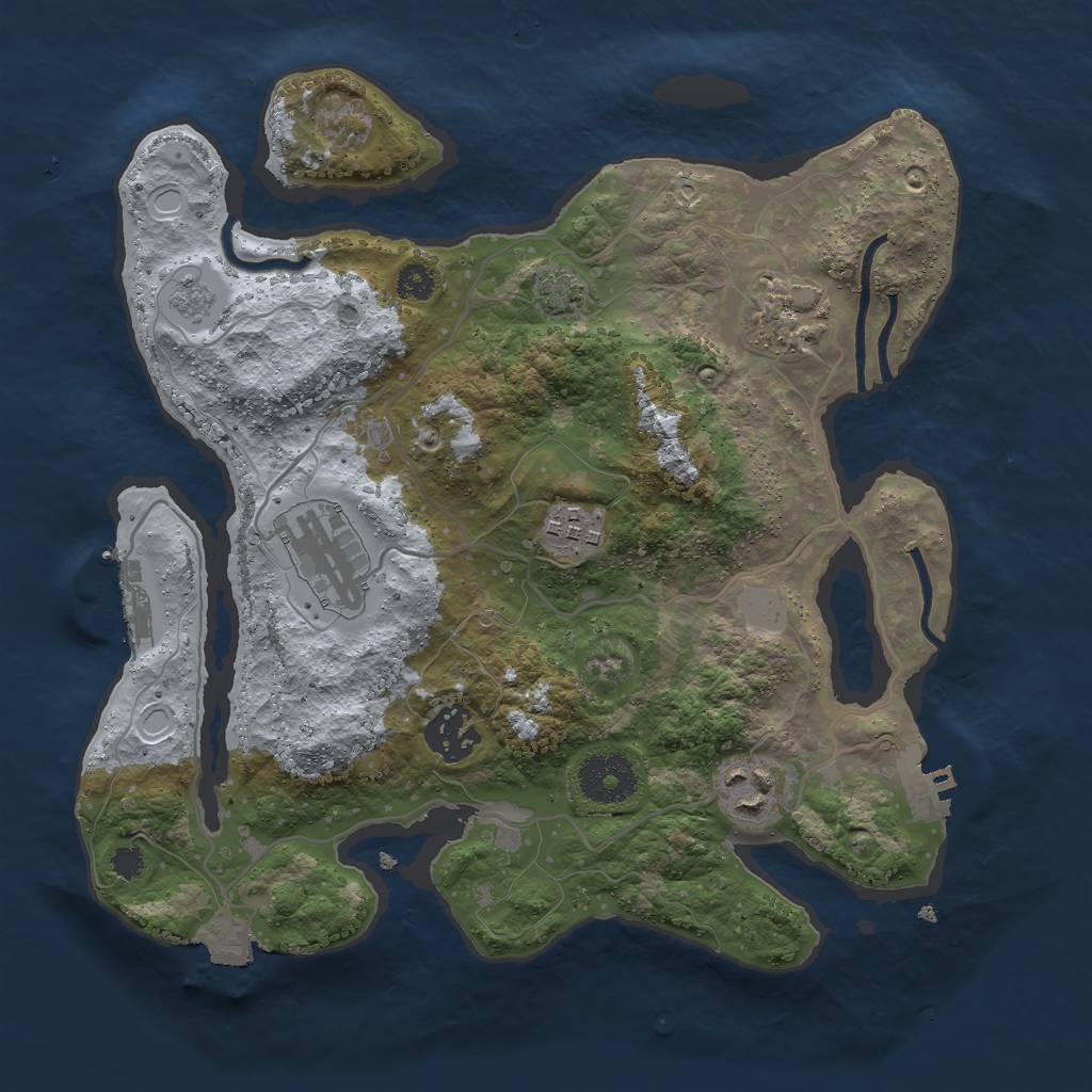 Rust Map: Procedural Map, Size: 3000, Seed: 2153216, 12 Monuments