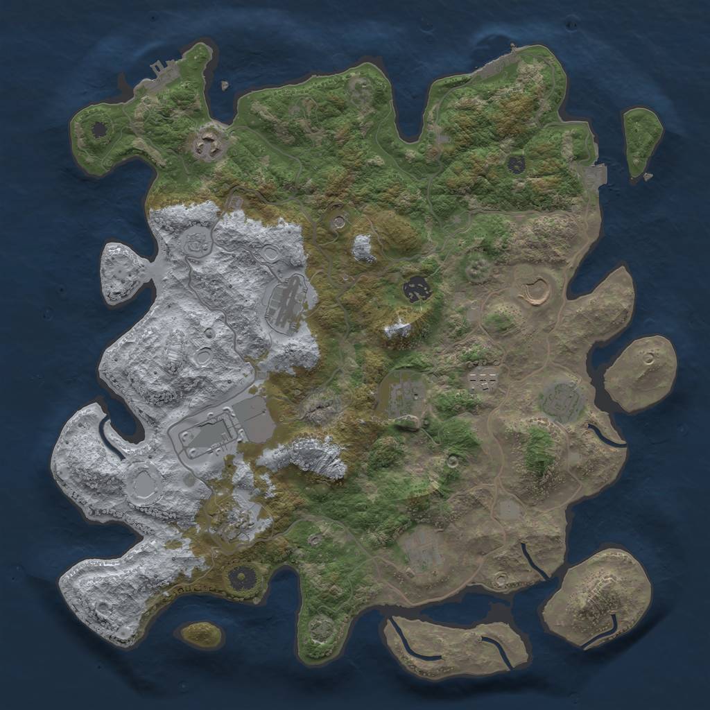 Rust Map: Procedural Map, Size: 4000, Seed: 1872744276, 18 Monuments